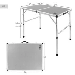 AKTIVE - Table De Camping Pliante, Réglable En 2 Hauteurs, 90x60x40/70 Cm, Gris -Offres Camping Boutique aktive table de camping pliante reglable en 2 hauteurs 90x60x4070 cm gris 3