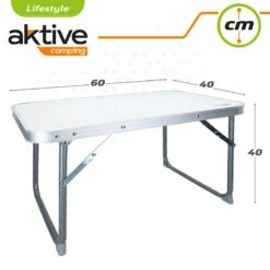 AKTIVE - Table Pliante . Table Basse Blanche En Aluminium - 40x60x40 Cm -Offres Camping Boutique aktive table pliante table basse blanche en aluminium 40x60x40 cm 3