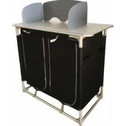 BAYASUN Meuble De Cuisine 4 Étagères Pieds Réglables Gris -Offres Camping Boutique bayasun meuble de cuisine 4 etageres pieds reglables gris 2