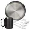 Camping Tasse Isotherme Mousqueton, Assiette Plate Et Couverts Set | Acier Inox -Offres Camping Boutique camping tasse isotherme mousqueton assiette plate et couverts set acier inox