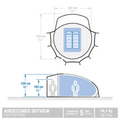 Offres Camping Boutique -Offres Camping Boutique tente bulle de camping airseconds skyview polycoton 2 personnes 1 chambre 1
